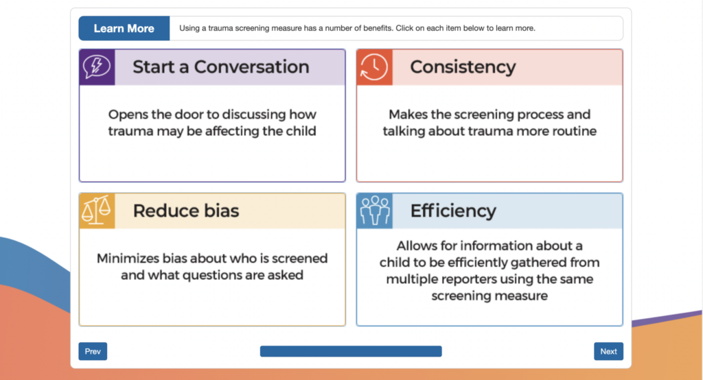 Trauma ScreenTIME Menu interactive