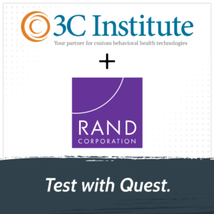 3C Institute + Rand logos, with "Test with Quest."